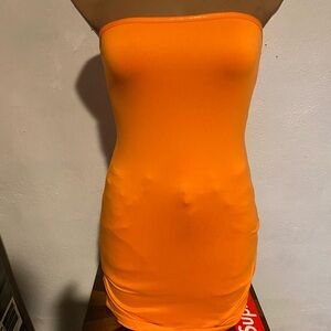 Orange Strapless Dress